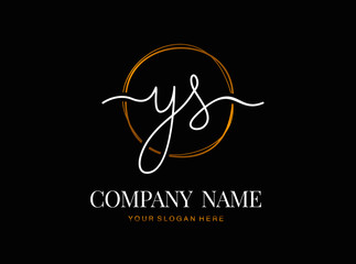 Y S YS Initial handwriting logo design with circle. Beautyful design handwritten logo for fashion, team, wedding, luxury logo.