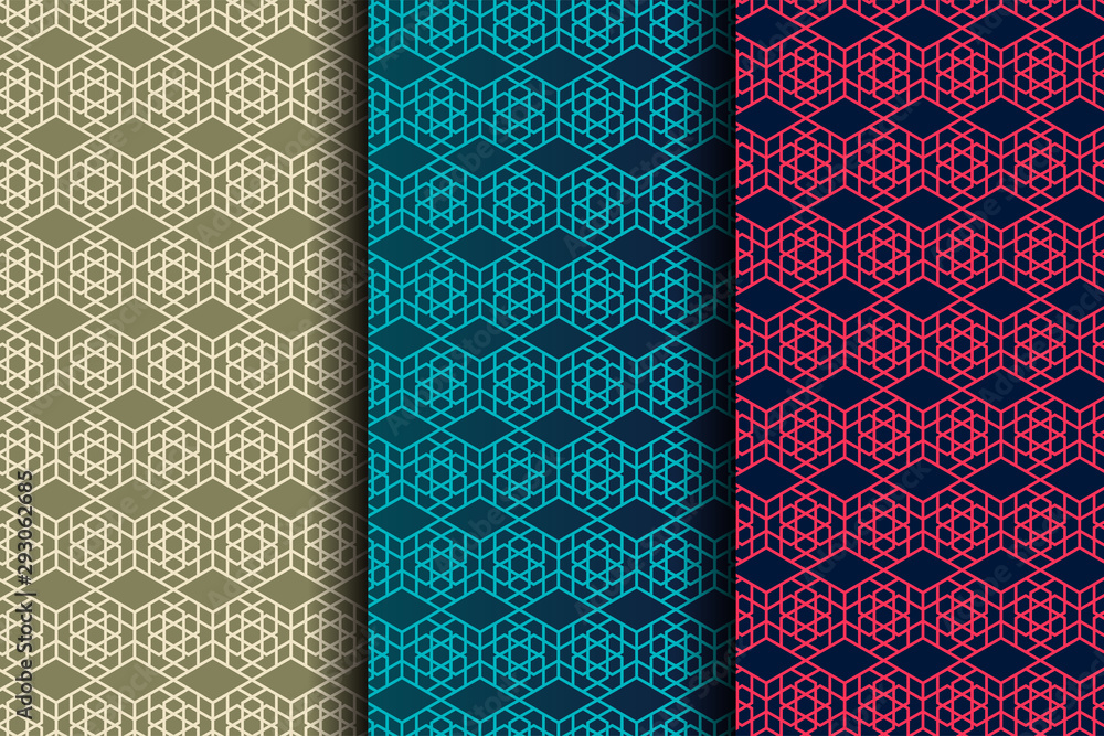 Poster set of hexagon geometric vector pattern. minimalist design with hexagon lines pattern