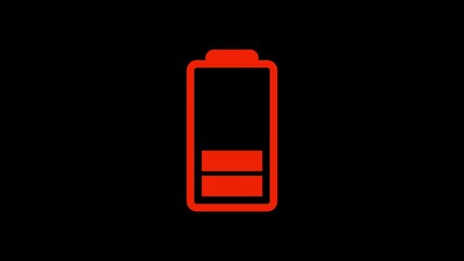 Battery icon charging on background, 4k animation.
