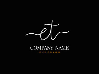 E T ET Initial handwriting logo design with circle. Beautyful design handwritten logo for fashion, team, wedding, luxury logo.