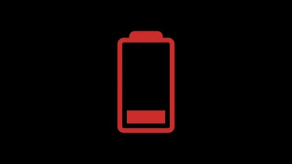Low Battery on background, 4k animation.