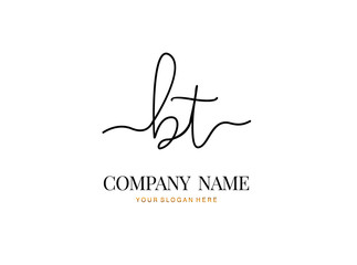 B T BT Initial handwriting logo design with circle. Beautyful design handwritten logo for fashion, team, wedding, luxury logo.