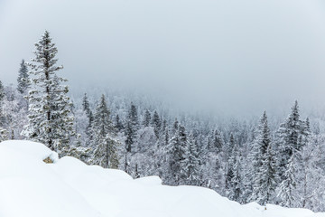 Winter landscape. Taganay national Park, Chelyabinsk region, South Ural, Russia