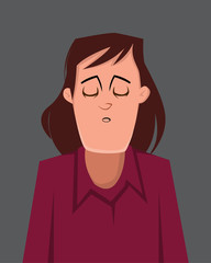 Man sleepy facial expression vector illustration.