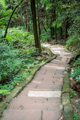 Rock stair steps in the mountain in QingChengShan, Sichuan Province, China