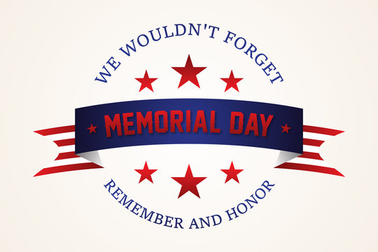 Celebration Memorial day - American flag ribbon with lettering Memorial Day