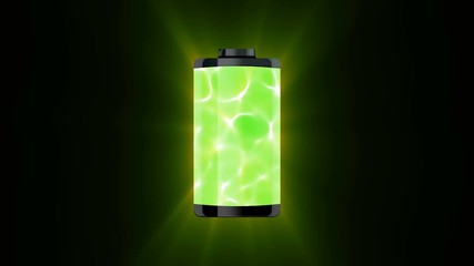 Battery icon charging on background, 4k animation.