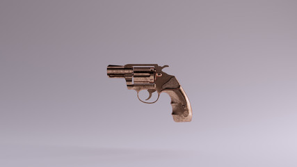 Bronze Snub Nosed Pistol Left View 3d illustration 3d render