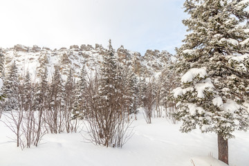 Winter landscape. Taganay national Park, Chelyabinsk region, South Ural, Russia