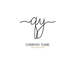 Q Y QY Initial handwriting logo design with circle. Beautyful design handwritten logo for fashion, team, wedding, luxury logo.