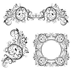Floral frame and dividers. Decorative design elements