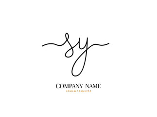 S Y SY Initial handwriting logo design with circle. Beautyful design handwritten logo for fashion, team, wedding, luxury logo.