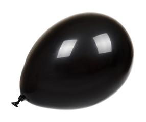 Hand with black inflateble balloon, party event decoration, glossy ball.