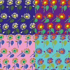 Fototapeta na wymiar Seamless floral pattern of hand-drawn