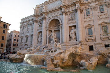 Naklejka na ściany i meble Rome, Italy. Famous Trevi Fountain and Palazzo Poli (Italian: Fontana di Trevi) in italian city of Roma.