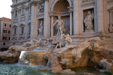 Rome, Italy. Famous Trevi Fountain and Palazzo Poli (Italian: Fontana di Trevi) in italian city of Roma.