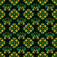 seamless pattern with batik of ethnic pattern. Vector Floral Illustration in asian textile. Design inspiration