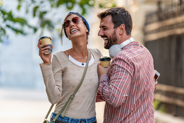 Fototapeta premium Smiling couple in love outdoors