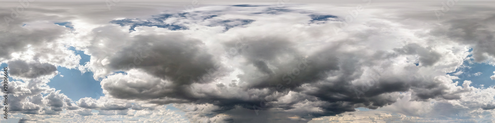 Wall mural seamless cloudy blue sky hdri panorama 360 degrees angle view with zenith and beautiful clouds for u