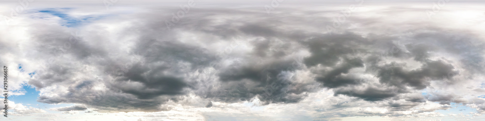Wall mural seamless cloudy blue sky hdri panorama 360 degrees angle view with zenith and beautiful clouds for u
