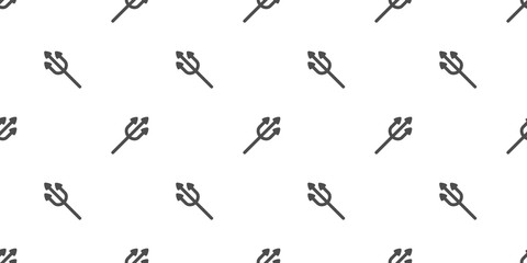 Naklejka premium Dark grey devil trident seamless pattern. Simple vector illustration background.