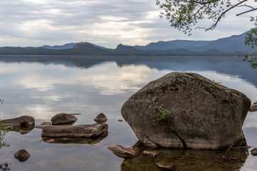 Beautiful landscape on mountain lake Burabay, Borovoye, Kazakhstan