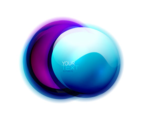 Glass shiny abstract logo or web banner box for text. Bright logotype with flowing liquid colors