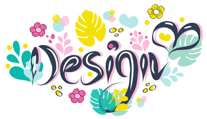 Design vector greeting card or postcard. Floral background