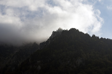 France  2018:  Sunrise over the Pyrenees Mountains between the south of France and Spain