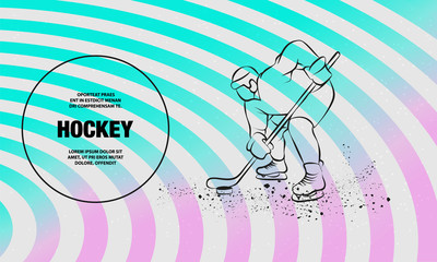 Hockey player ready to play. Vector outline of Hockey sport illustration.