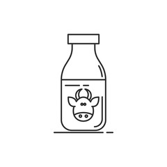 Cow milk bottle icon. Outline icon. Isolated on white background. 