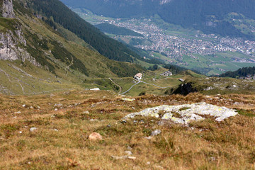 Fototapeta na wymiar Swiss mountain landscape. Mountains at the top of Pizol. Autumn landscape.