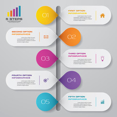 5 steps timeline infographic element. 5 steps infographic, vector banner can be used for workflow layout, diagram,presentation, education or any number option. EPS 10.