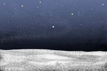 手描き風・冬の夜の風景1
