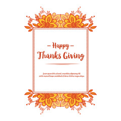 Greeting card thanksgiving, with seamless pattern autumn flower frame. Vector