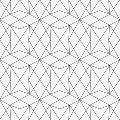 Seamless linear pattern. Abstract background with geometric shapes. Light grey texture with black lines. Vector illustration.