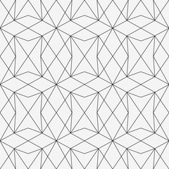 Seamless linear pattern. Abstract background with geometric shapes. Light grey texture with black lines. Vector illustration.