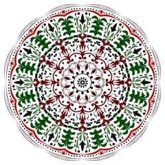 Vector hand drawn doodle mandala with hearts. 