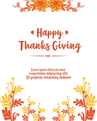 Invitation card of thanksgiving, with autumn leaves flower frame. Vector
