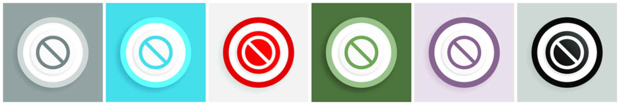 Access denied icon set, colorful flat design vector illustrations in 6 options for web design and mobile applications