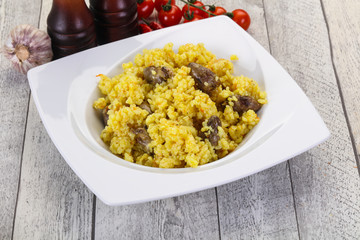 Rice with Chicken hearts