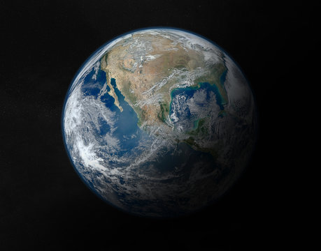 View of blue planet Earth on America during a sunrise 3D rendering elements of this image furnished by NASA