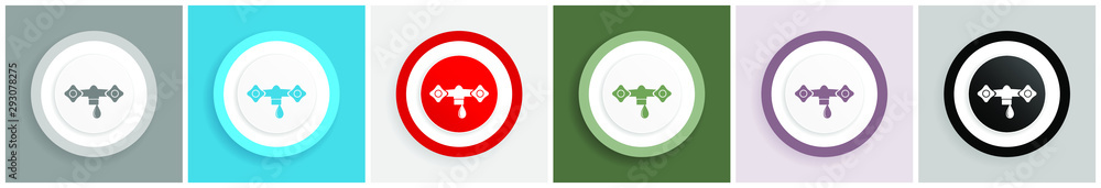 Poster Water icon set, colorful flat design vector illustrations in 6 options for web design and mobile applications