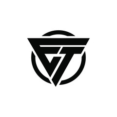 ET, TE Triangle Logo Circle Monogram Design Vector Super Hero Concept