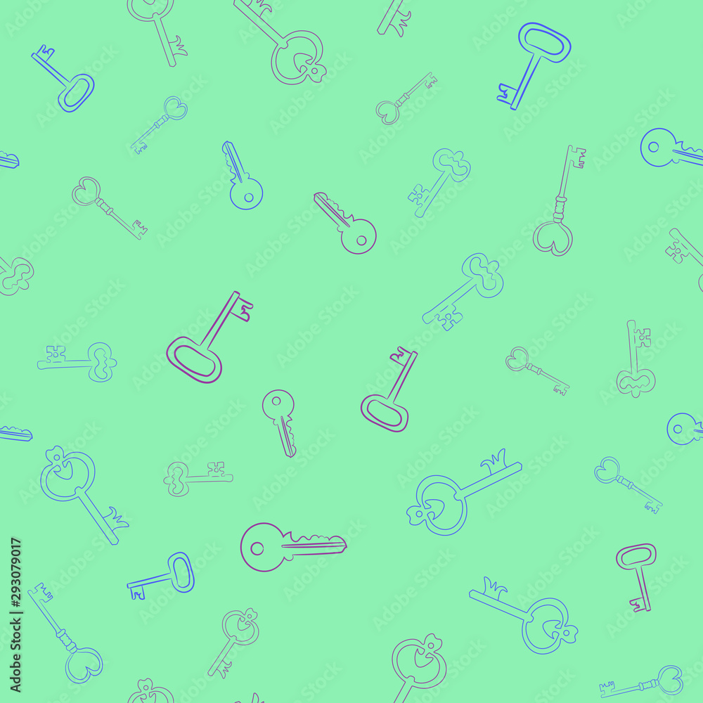 Poster seamless vector pattern with keys. texture for textile, wallpaper and backdrop