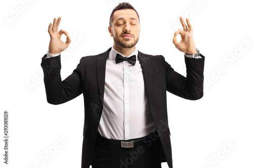 Businessman meditating