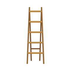 Step Folding Ladder, Wooden On White Background Vector Illustration