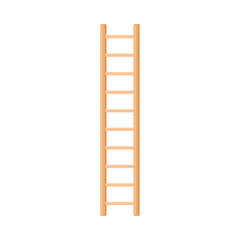 Light Wooden Step Ladder Standing Straight Vector Illustration