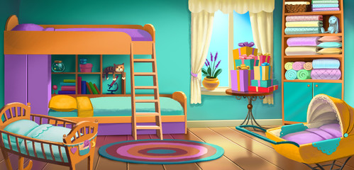 children's room, bedroom, interior, background