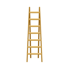 Long Light Wooden Step Folding Ladder Vector Illustration